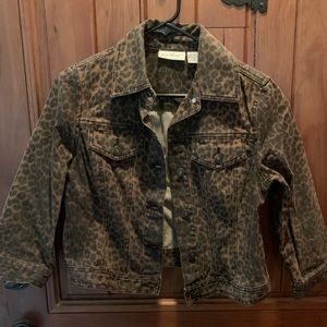 Cheetah print crop Jean jacket.